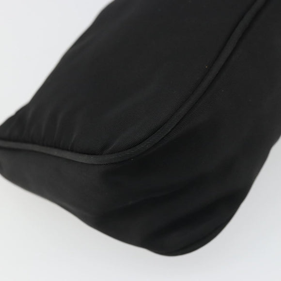 PRADA Hand Pouch Nylon Black Silver Auth SW2198