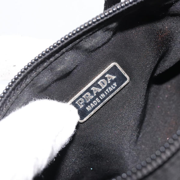 PRADA Hand Pouch Nylon Black Silver Auth SW2198