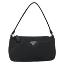 PRADA Hand Pouch Nylon Black Silver Auth SW2198-13