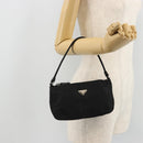 PRADA Hand Pouch Nylon Black Silver Auth SW2198-22