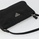 PRADA Hand Pouch Nylon Black Silver Auth SW2198-6