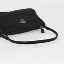 PRADA Hand Pouch Nylon Black Silver Auth SW2198-7