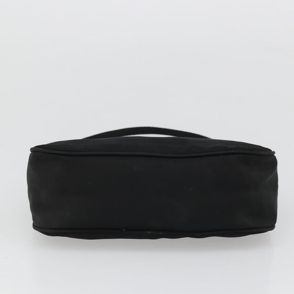 PRADA Hand Pouch Nylon Black Silver Auth SW2198