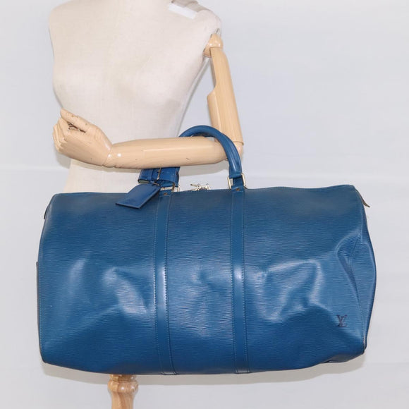 LOUIS VUITTON Epi Keepall 55 Boston Bag Toledo Blue M42955 LV Auth sw220