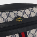 GUCCI GG Supreme Sherry Line Bag PVC Navy Gold Red 68 02 005 Auth SW2204-15
