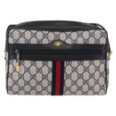 GUCCI GG Supreme Sherry Line Bag PVC Navy Gold Red 68 02 005 Auth SW2204-2