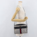 GUCCI GG Supreme Sherry Line Bag PVC Navy Gold Red 68 02 005 Auth SW2204-26