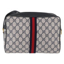 GUCCI GG Supreme Sherry Line Bag PVC Navy Gold Red 68 02 005 Auth SW2204-3