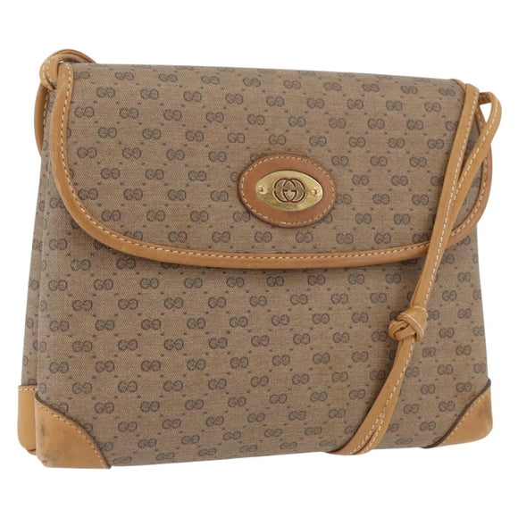 GUCCI Micro GG Supreme Shoulder Bag PVC Beige Gold 007 49 5548 Auth SW2207