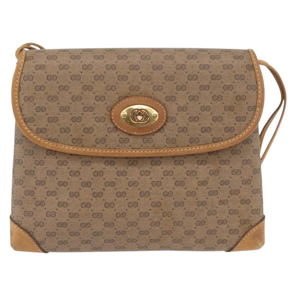 GUCCI Micro GG Supreme Shoulder Bag PVC Beige Gold 007 49 5548 Auth SW2207