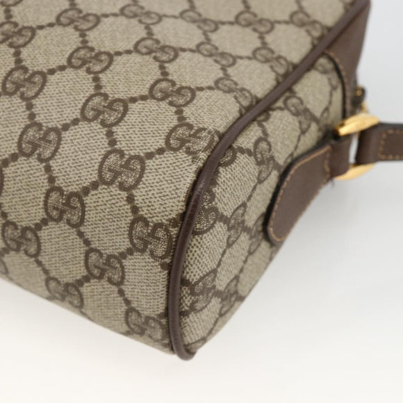GUCCI GG Supreme Web Sherry Line Shoulder Bag PVC Beige Gold Red Auth SW2209