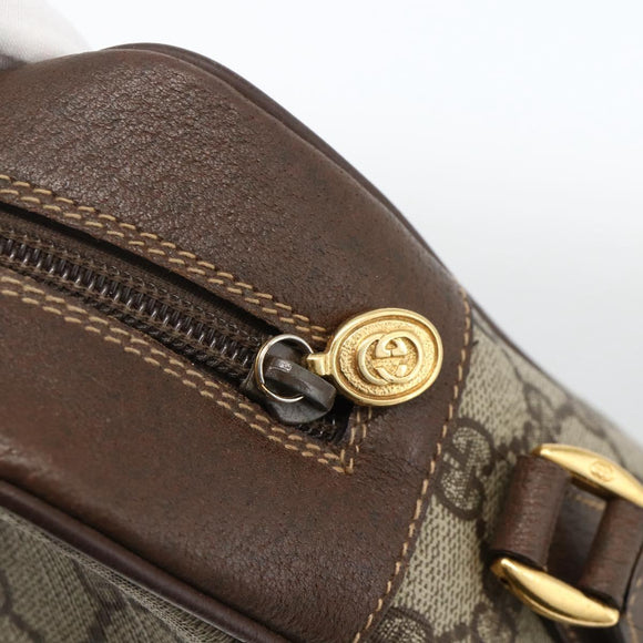 GUCCI GG Supreme Web Sherry Line Shoulder Bag PVC Beige Gold Red Auth SW2209