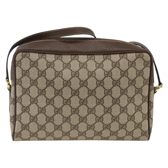 GUCCI GG Supreme Web Sherry Line Shoulder Bag PVC Beige Gold Red Auth SW2209