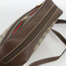GUCCI GG Supreme Web Sherry Line Shoulder Bag PVC Beige Gold Red Auth SW2209-6