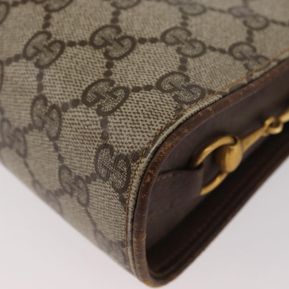 GUCCI GG Supreme Shoulder Bag PVC Beige Gold Auth SW2211