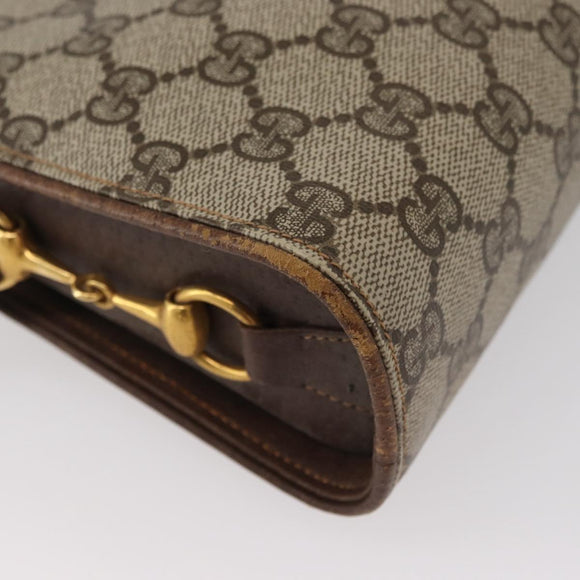 GUCCI GG Supreme Shoulder Bag PVC Beige Gold Auth SW2211