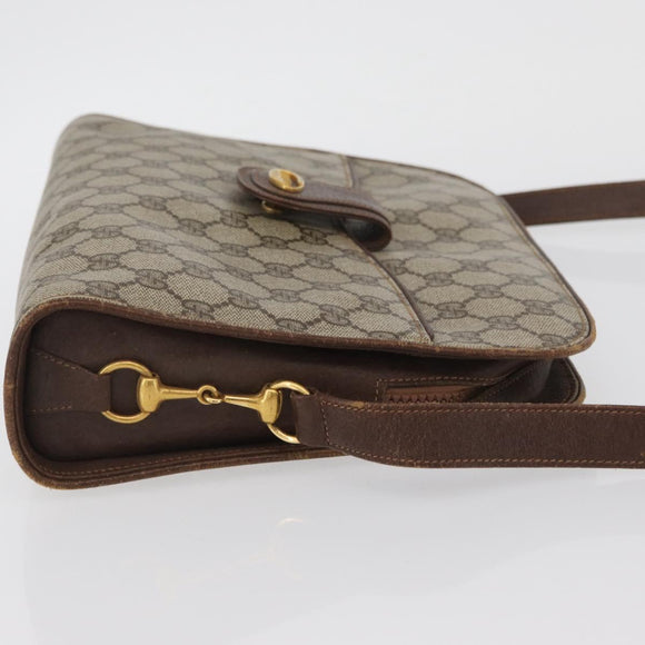 GUCCI GG Supreme Shoulder Bag PVC Beige Gold Auth SW2211