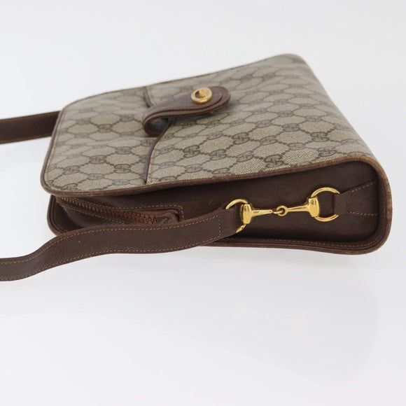 GUCCI GG Supreme Shoulder Bag PVC Beige Gold Auth SW2211