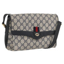 GUCCI GG Supreme Sherry Line Bag PVC Navy Gold Red 904 02 084 Auth SW2212-1