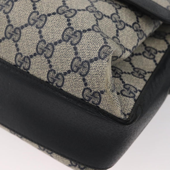 GUCCI GG Supreme Sherry Line Bag PVC Navy Gold Red 904 02 084 Auth SW2212
