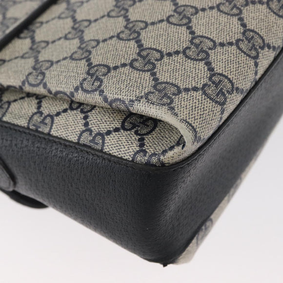 GUCCI GG Supreme Sherry Line Bag PVC Navy Gold Red 904 02 084 Auth SW2212