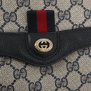 GUCCI GG Supreme Sherry Line Bag PVC Navy Gold Red 904 02 084 Auth SW2212-18
