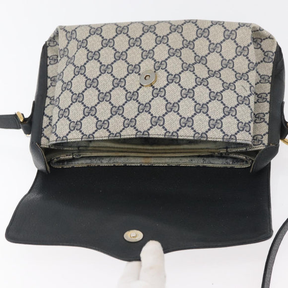 GUCCI GG Supreme Sherry Line Bag PVC Navy Gold Red 904 02 084 Auth SW2212