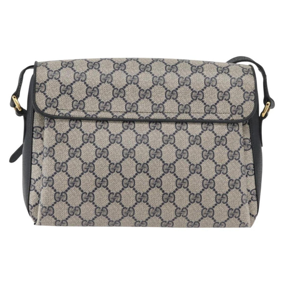 GUCCI GG Supreme Sherry Line Bag PVC Navy Gold Red 904 02 084 Auth SW2212
