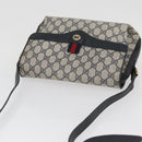 GUCCI GG Supreme Sherry Line Bag PVC Navy Gold Red 904 02 084 Auth SW2212-6