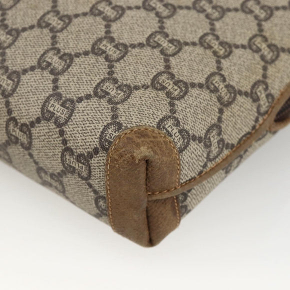 GUCCI GG Plus Supreme Shoulder Bag PVC Beige Gold Auth SW2213