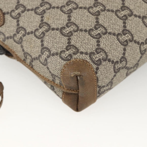 GUCCI GG Plus Supreme Shoulder Bag PVC Beige Gold Auth SW2213