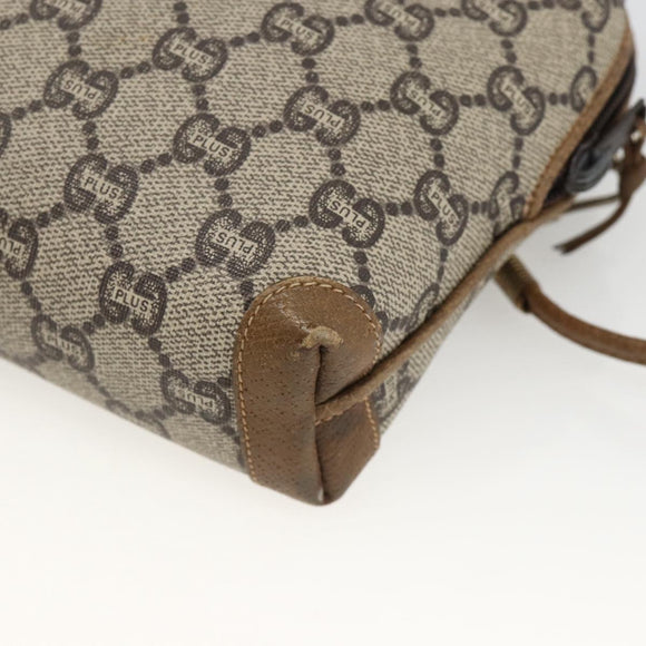 GUCCI GG Plus Supreme Shoulder Bag PVC Beige Gold Auth SW2213