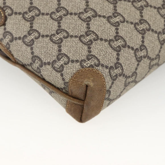 GUCCI GG Plus Supreme Shoulder Bag PVC Beige Gold Auth SW2213