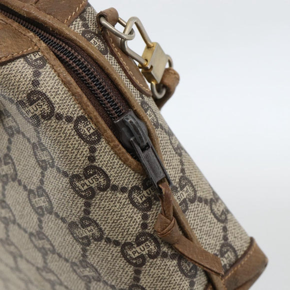 GUCCI GG Plus Supreme Shoulder Bag PVC Beige Gold Auth SW2213