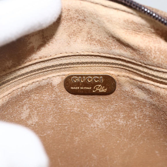 GUCCI GG Plus Supreme Shoulder Bag PVC Beige Gold Auth SW2213