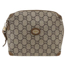 GUCCI GG Plus Supreme Shoulder Bag PVC Beige Gold Auth SW2213-13