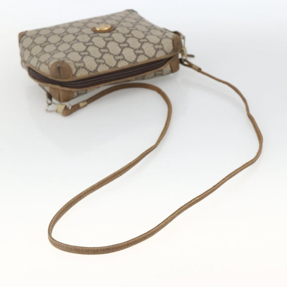 GUCCI GG Plus Supreme Shoulder Bag PVC Beige Gold Auth SW2213