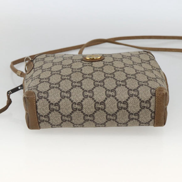 GUCCI GG Plus Supreme Shoulder Bag PVC Beige Gold Auth SW2213