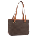 CELINE Macadam Canvas Tote Bag PVC Leather Brown Gold Auth SW2215A-1