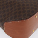 CELINE Macadam Canvas Tote Bag PVC Leather Brown Gold Auth SW2215A-10