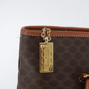 CELINE Macadam Canvas Tote Bag PVC Leather Brown Gold Auth SW2215A-14