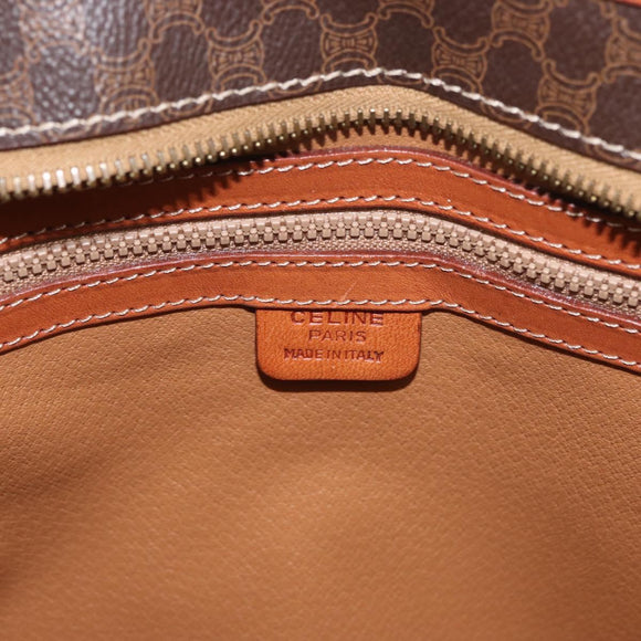 CELINE Macadam Canvas Tote Bag PVC Leather Brown Gold Auth SW2215A