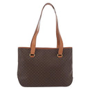 CELINE Macadam Canvas Tote Bag PVC Leather Brown Gold Auth SW2215A-3