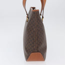 CELINE Macadam Canvas Tote Bag PVC Leather Brown Gold Auth SW2215A-4