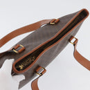 CELINE Macadam Canvas Tote Bag PVC Leather Brown Gold Auth SW2215A-6
