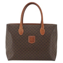 CELINE Macadam Canvas Hand Bag PVC Leather Brown Gold Auth SW2216-13