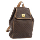 CELINE Macadam Canvas Backpack PVC Leather Brown Gold Auth SW2219-1