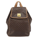 CELINE Macadam Canvas Backpack PVC Leather Brown Gold Auth SW2219-2