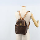 CELINE Macadam Canvas Backpack PVC Leather Brown Gold Auth SW2219-26