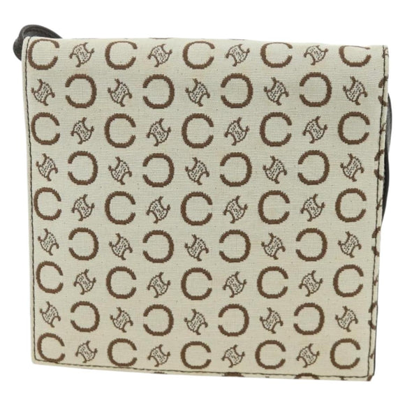 CELINE C Macadam Canvas Shoulder Bag Ivory Gold Auth SW2223A